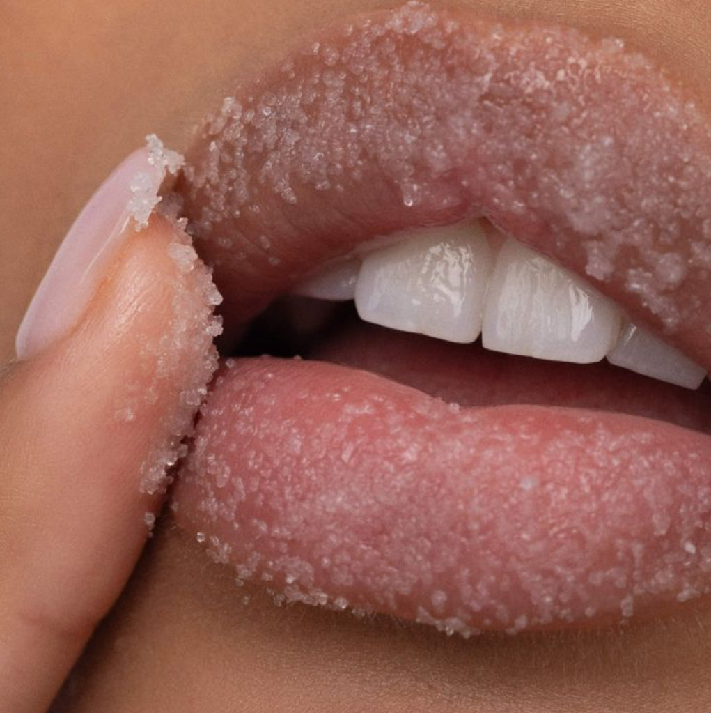 Pink lip scrub
